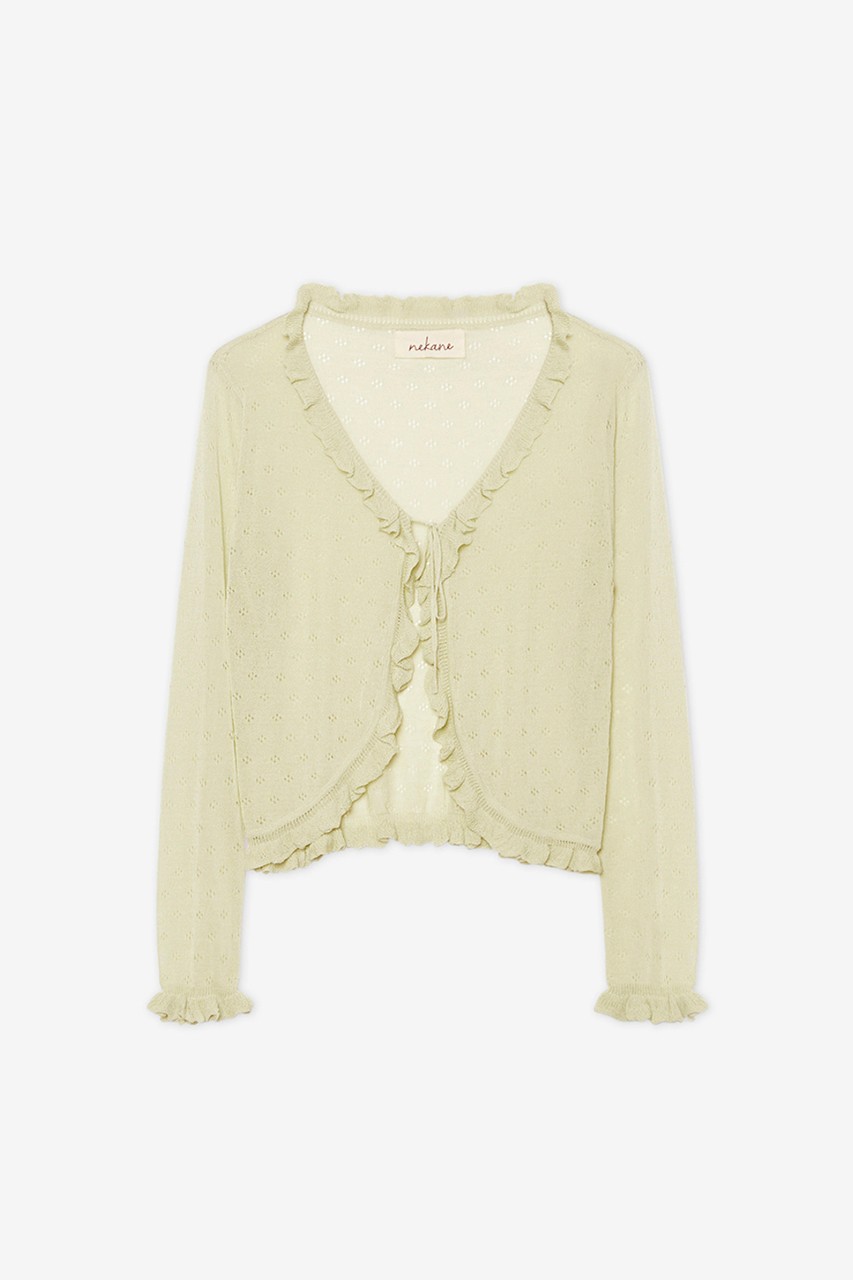 RUFFLED BOLERO CARDIGAN