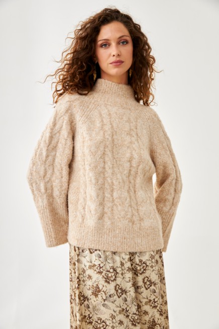OVERSIZES JERSEY WITH TURTLENECK