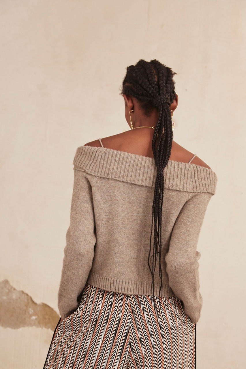 BOAT NECK LONG SLEEVE CARDIGAN