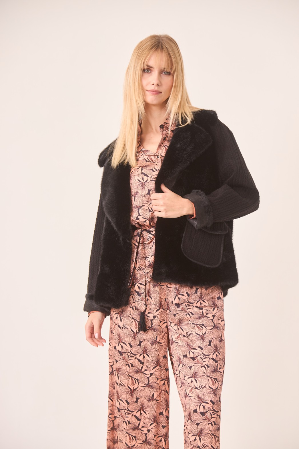 FUR COMBINED SHORT COAT