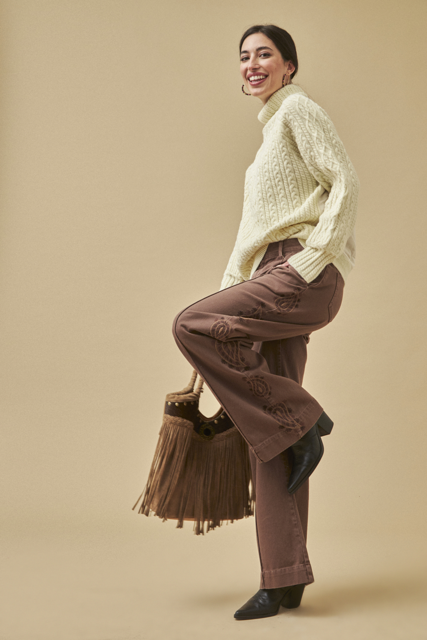 Paisley wide deals leg trousers